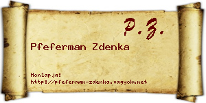 Pfeferman Zdenka névjegykártya